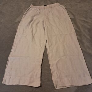 Tahari 100% Linen Pull-on Wide Leg Stretchy Waistband W/pockets Sz. M Beach